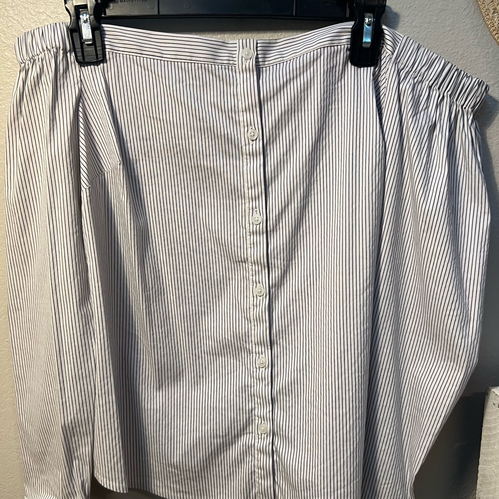 Express Off the Shoulder Long Sleeve Button Down Blouse